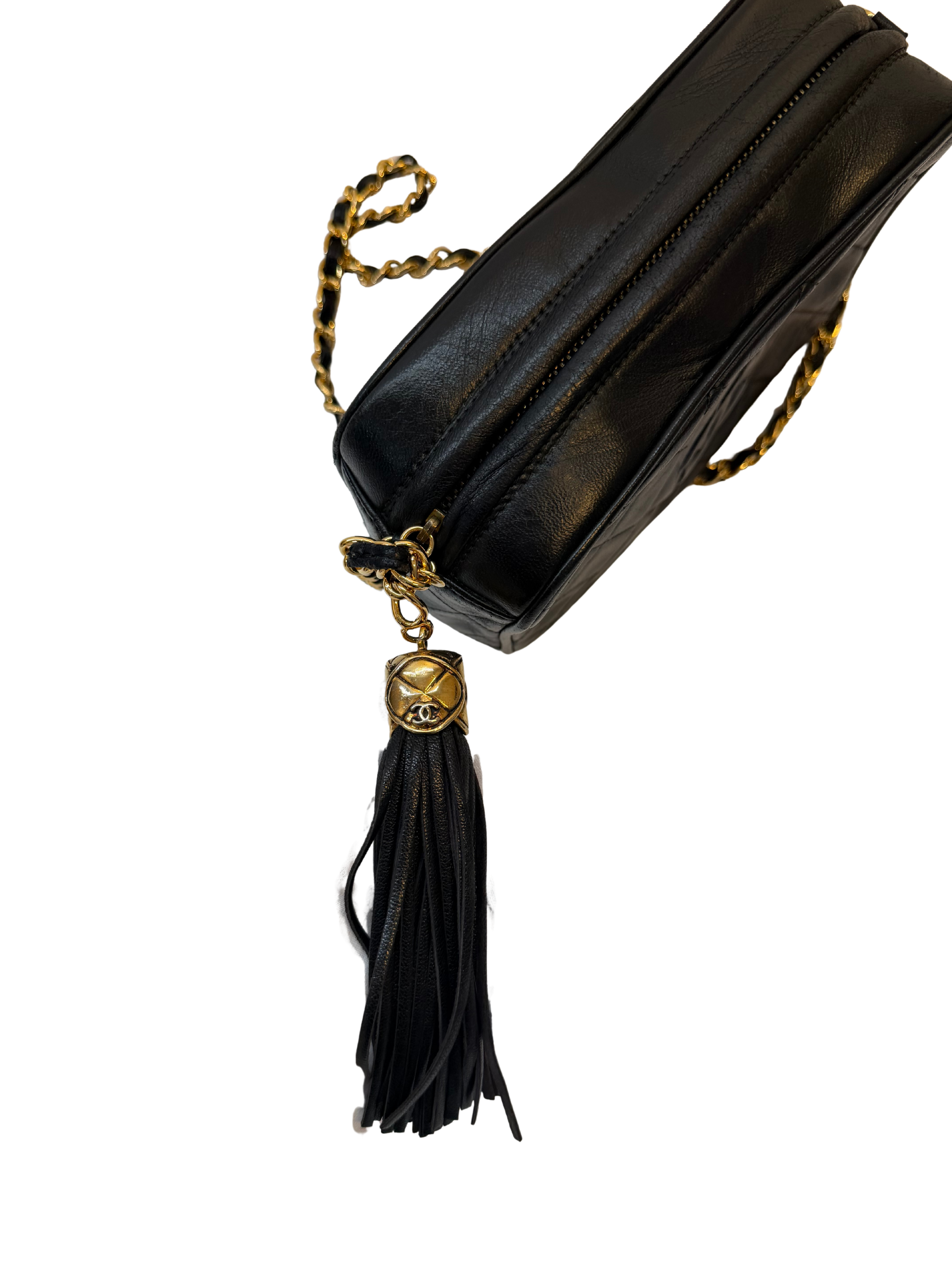 Chanel Black Crossbody Camera Bag with Gold Hardware