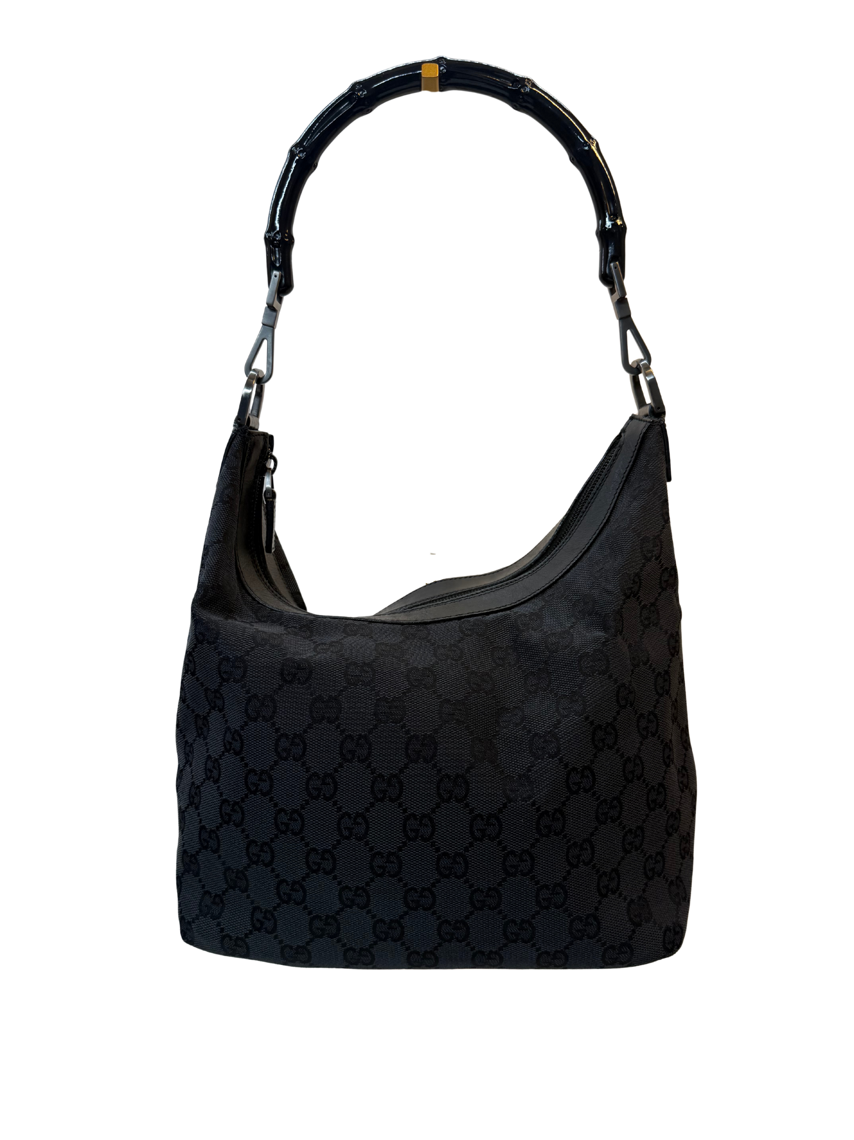 Gucci GG Black Monogram with Black Bamboo Handle