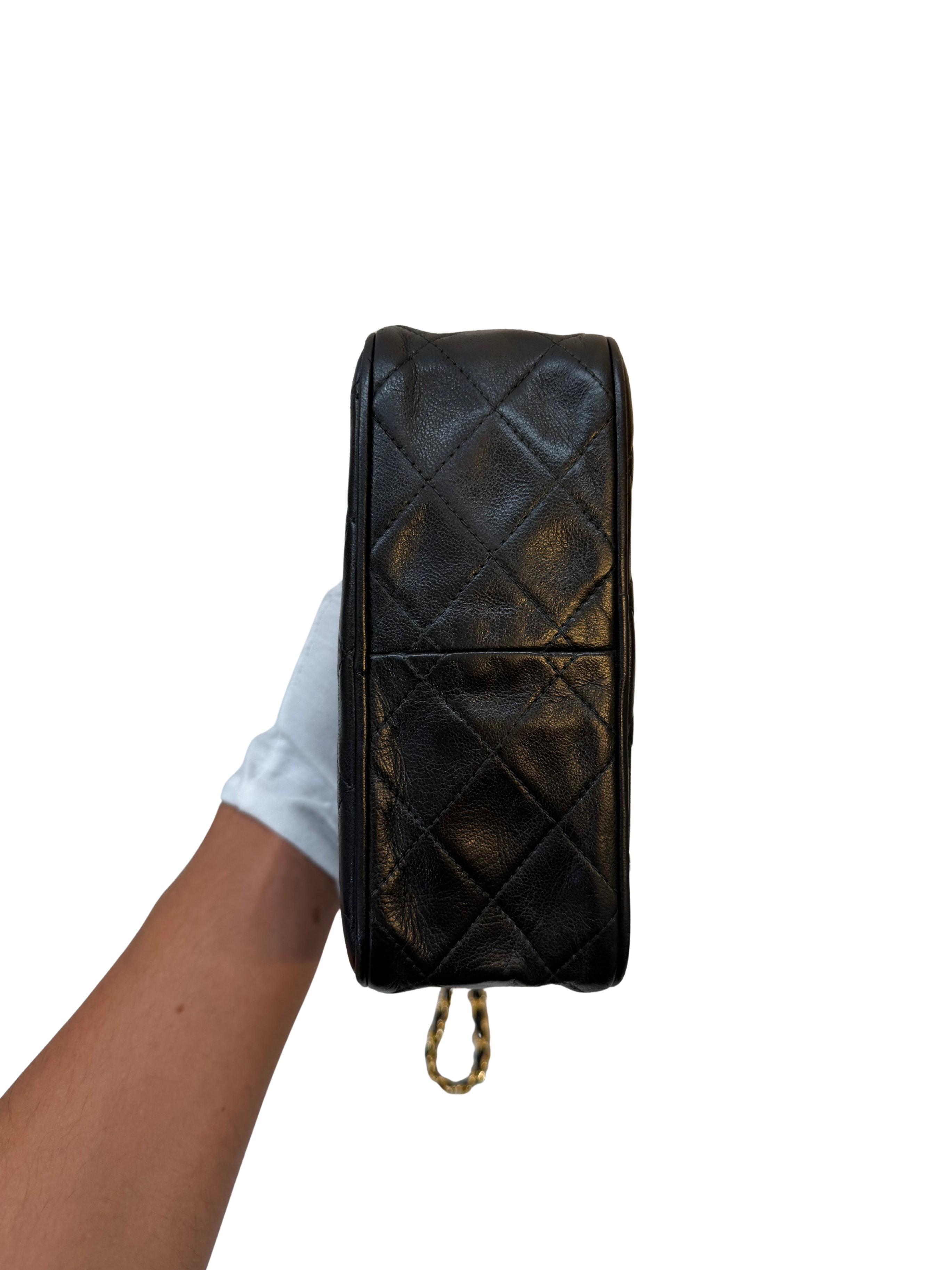 Chanel Black Crossbody Camera Bag with Gold Hardware