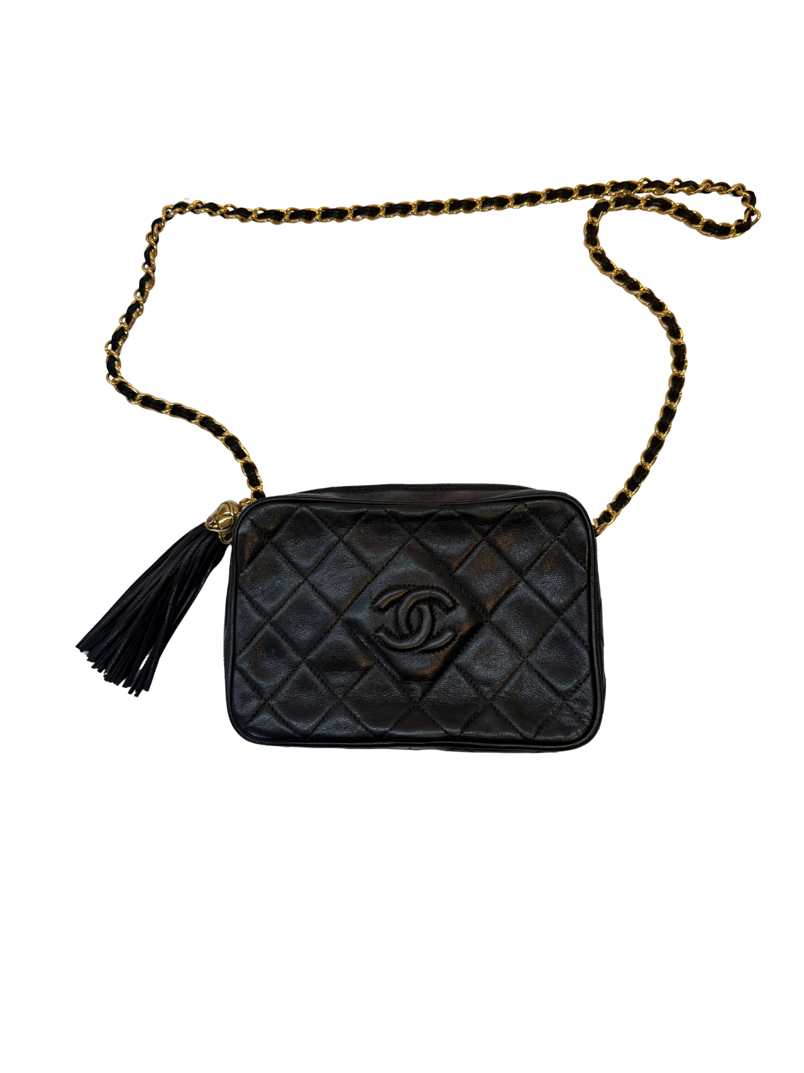 Chanel Black Crossbody Camera Bag with Gold Hardware