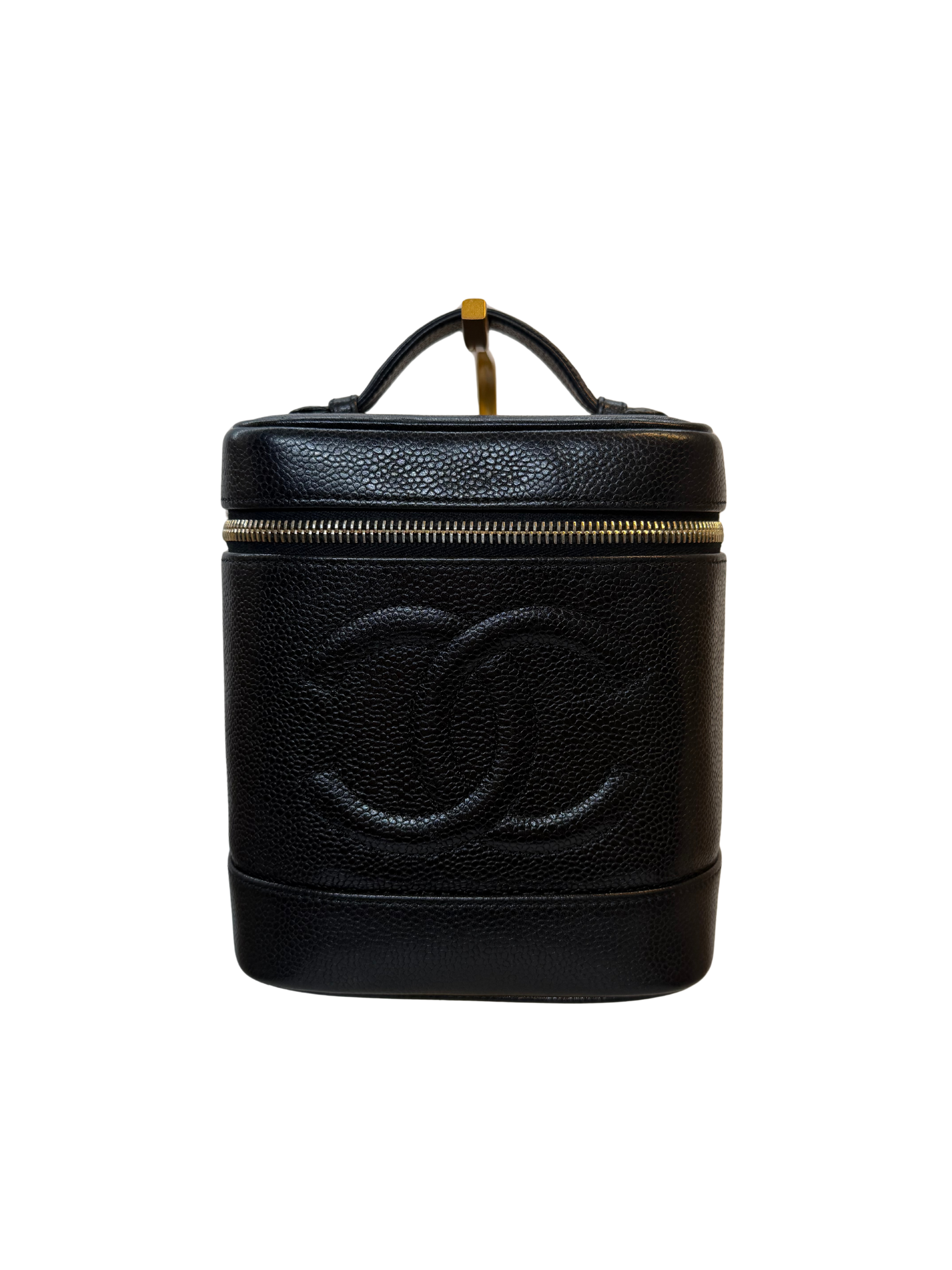 Chanel CC Black Caviar Vanity Case with Gold Hardware