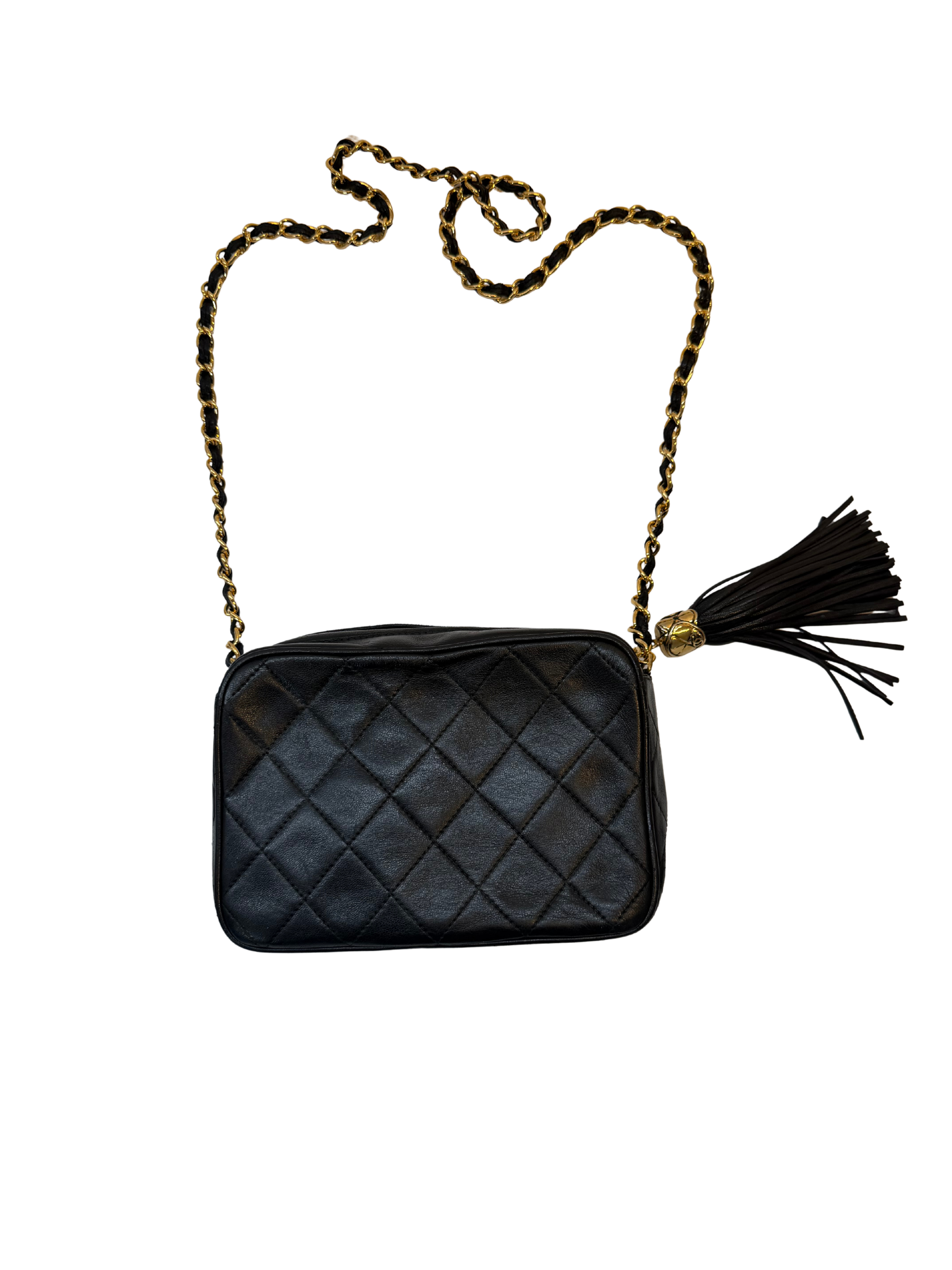 Chanel Black Crossbody Camera Bag with Gold Hardware
