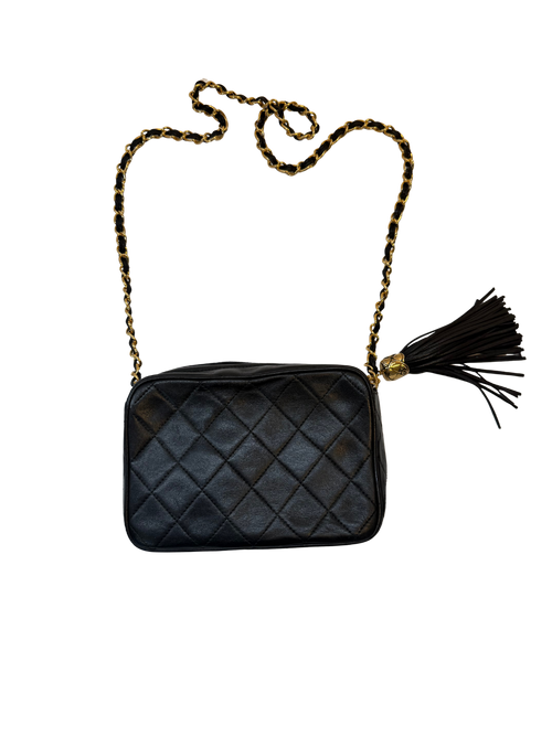 Chanel Black Crossbody Camera Bag with Gold Hardware
