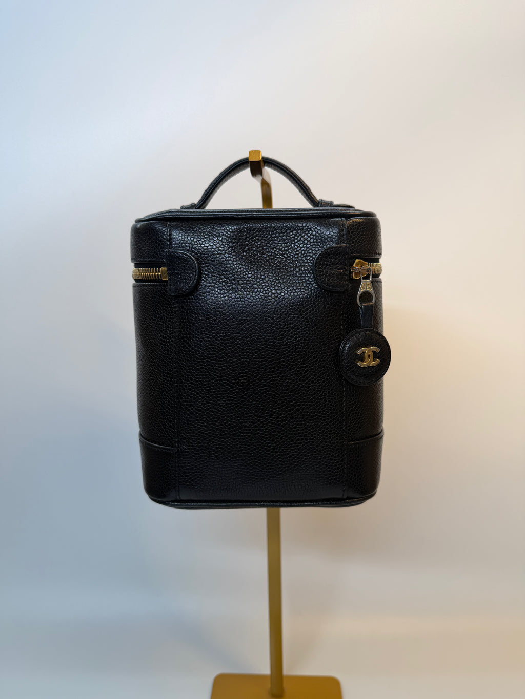 Chanel CC Black Caviar Vanity Case with Gold Hardware