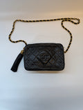 Chanel Black Crossbody Camera Bag with Gold Hardware