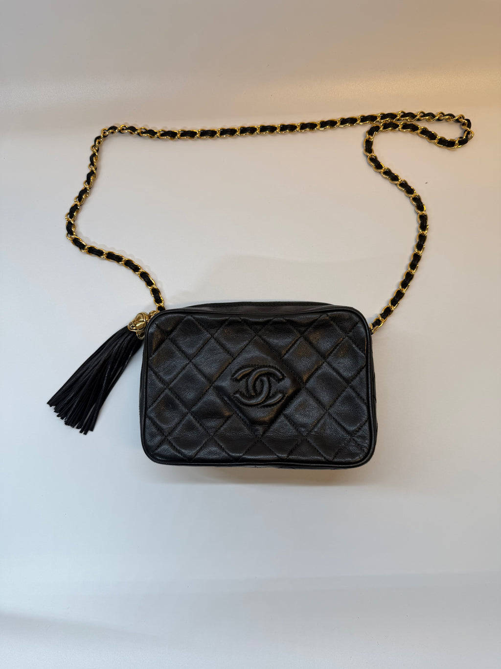 Chanel Black Crossbody Camera Bag with Gold Hardware