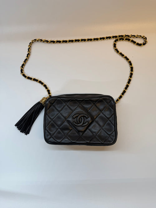 Chanel Black Crossbody Camera Bag with Gold Hardware