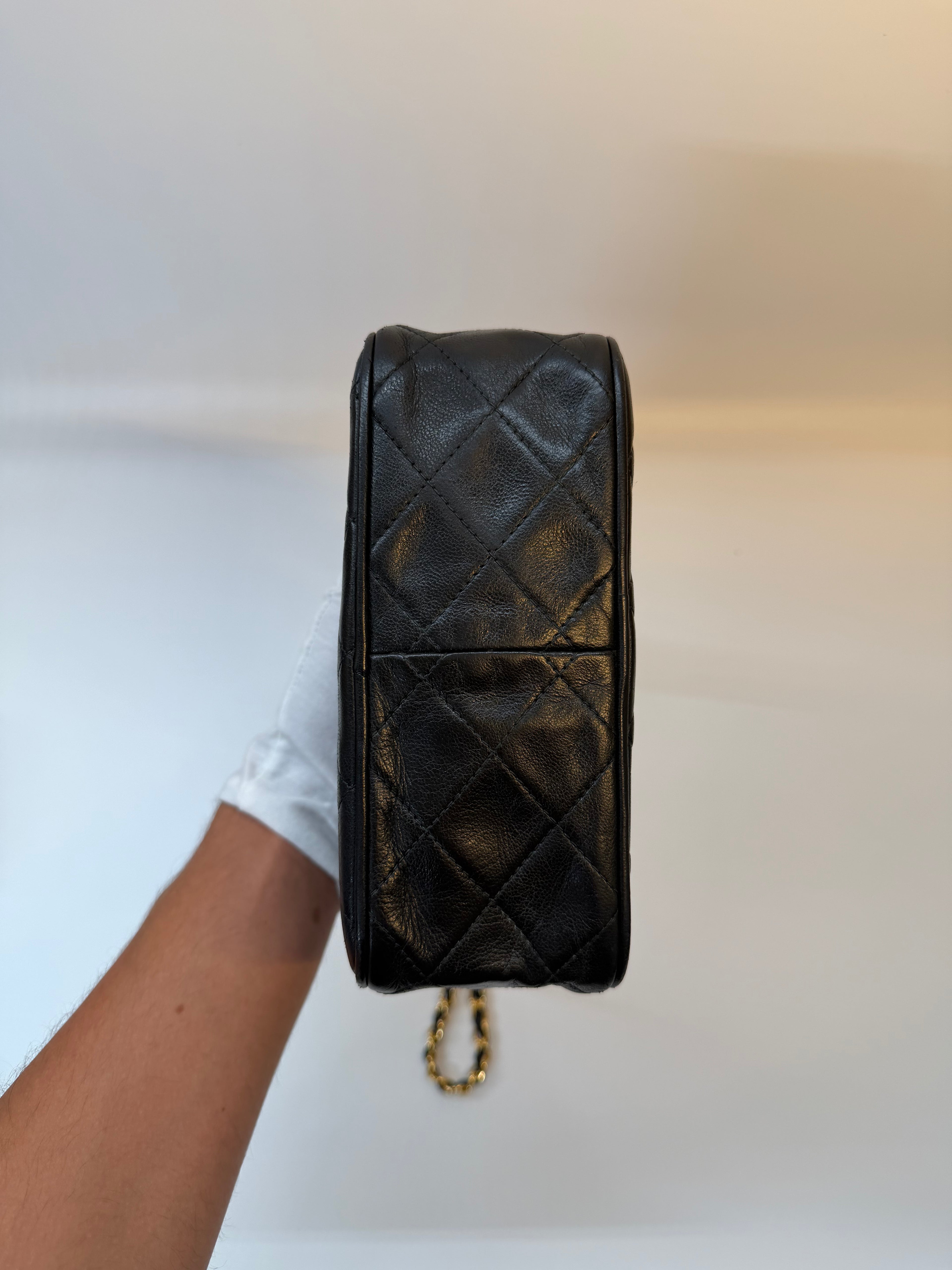 Chanel Black Crossbody Camera Bag with Gold Hardware