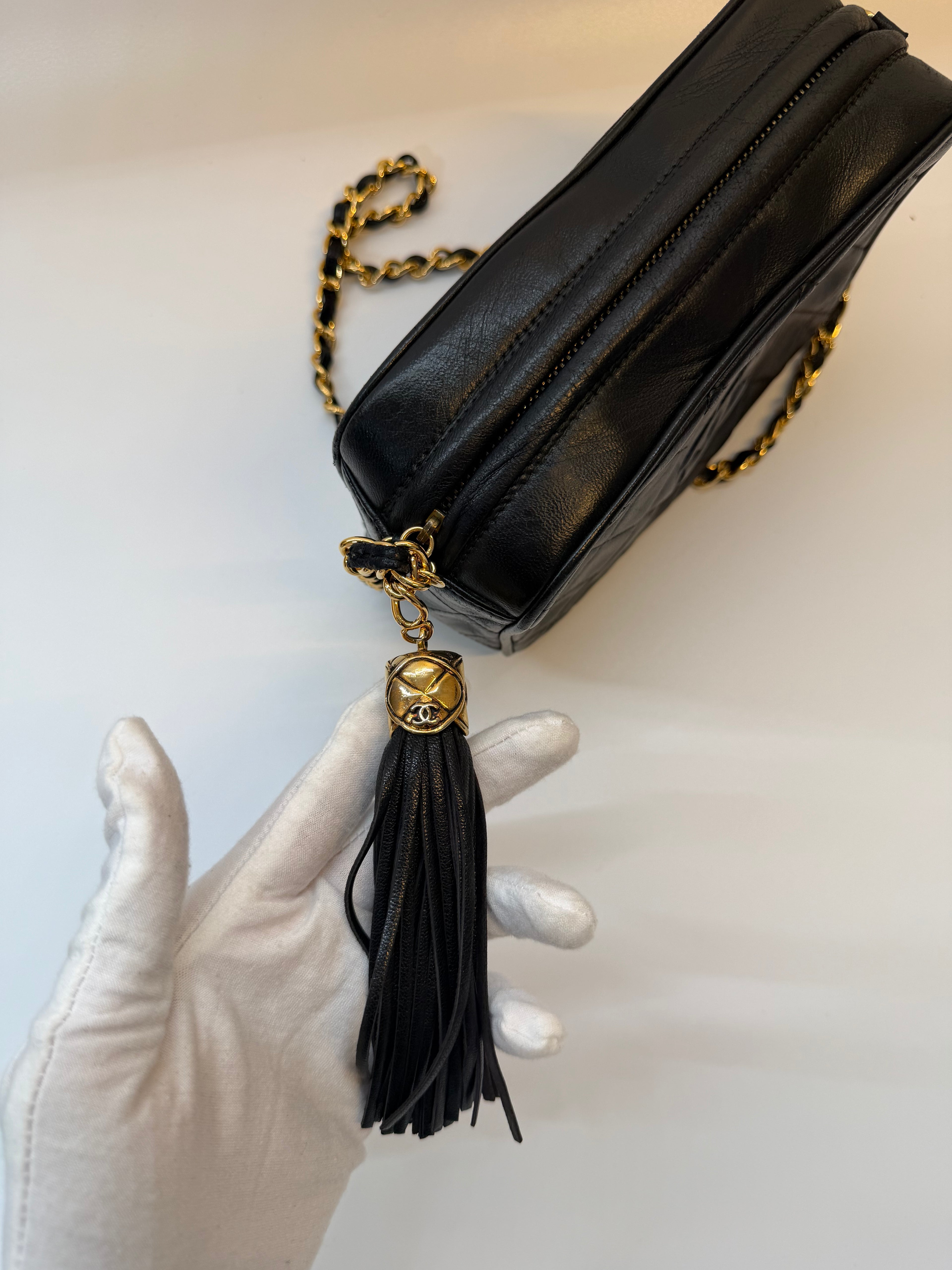 Chanel Black Crossbody Camera Bag with Gold Hardware