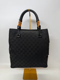 Gucci GG Black Monogram Tote with Black Leather Handles and Accents